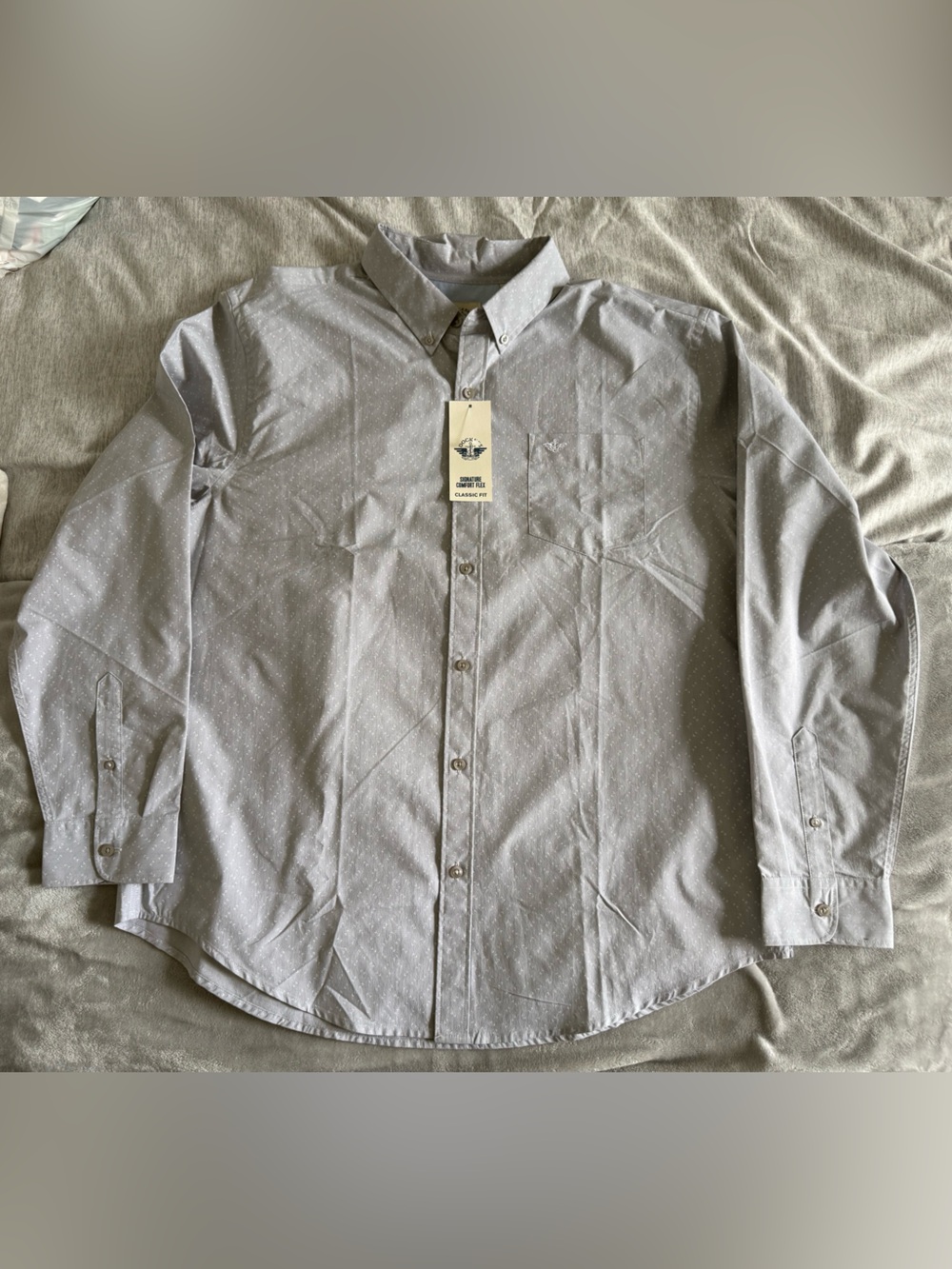 Dockers Men's Light Gray Dot-Print Dress Shirt